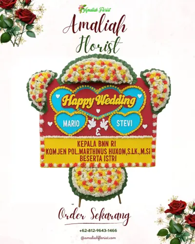 Karangan Papan Bunga Pernikahan di Sangen